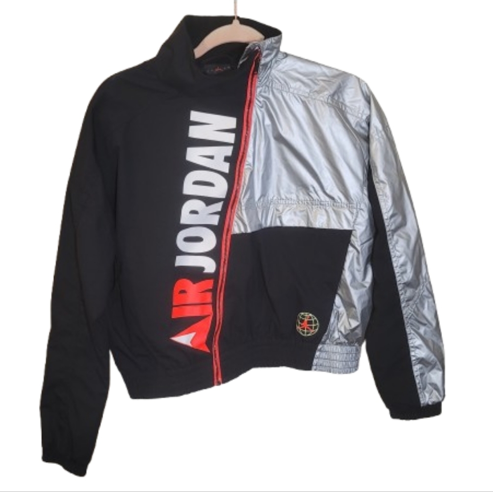 Air Jordan Jacket Kids Black Red Silver Jacket Small Standard Fit